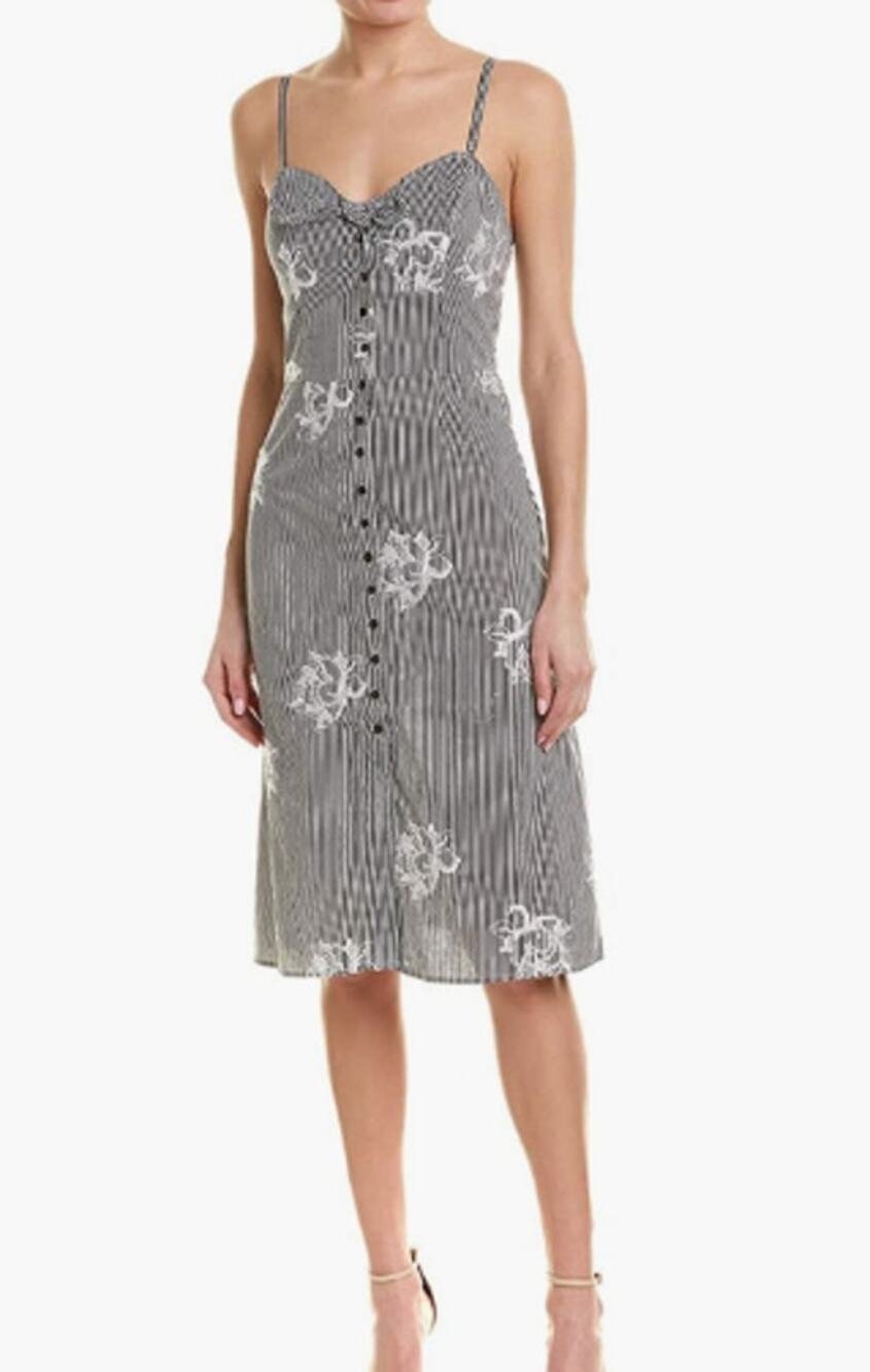 Ali & Jay Women's Striped Button Button Front Bow Tie Aline Dress Size Small